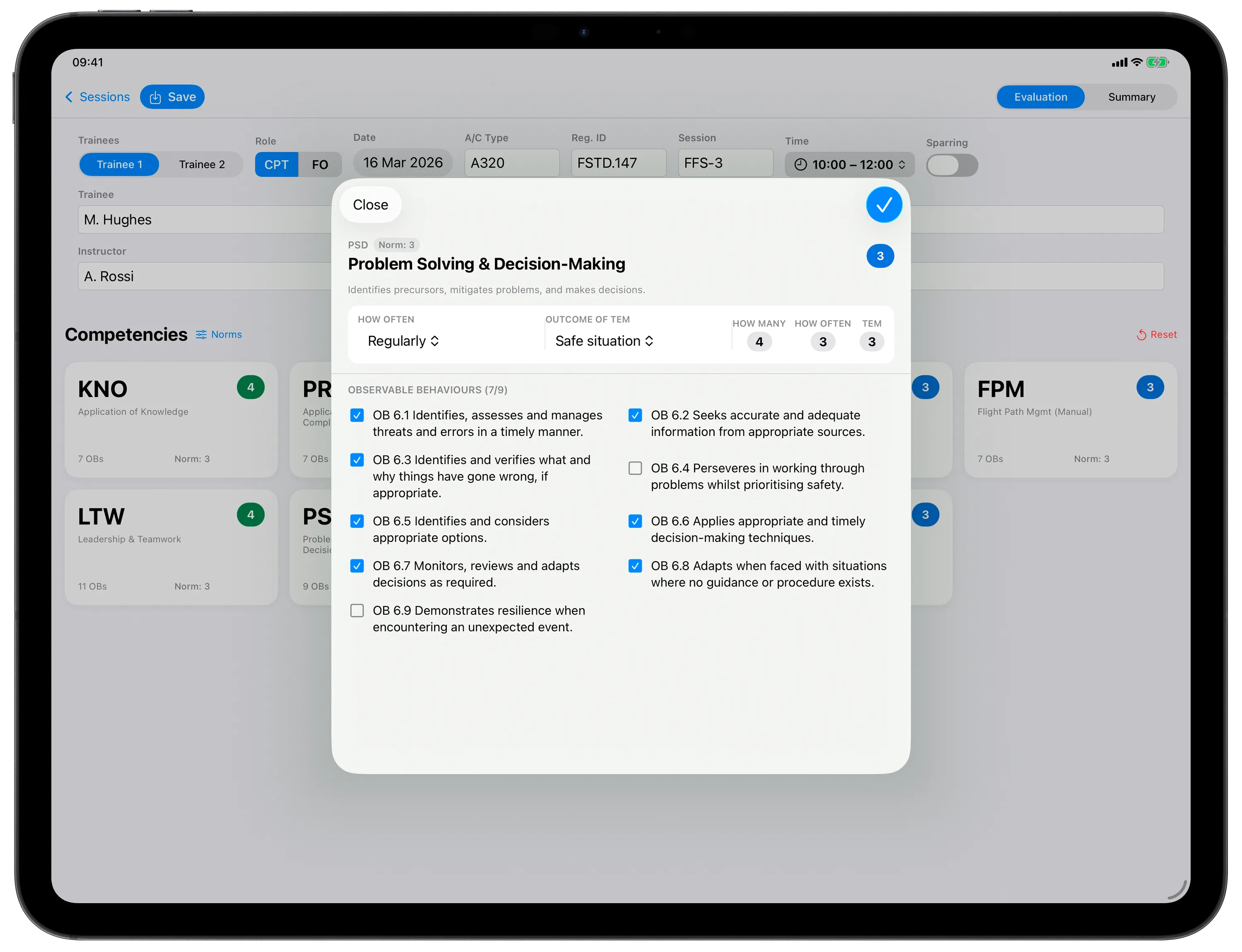 Score observable behaviours with instant feedback